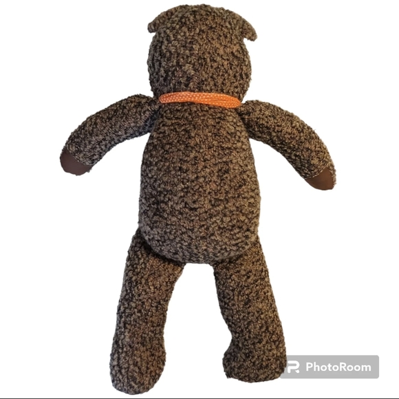 Vintage Handmade Teddy Bear | 30" Tall Curly Heather Brown Plush with Bow - Picture 2 of 11